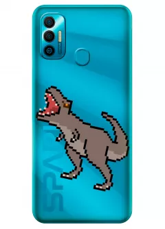 Чехол для Tecno Spark 7 - Пиксельный динозавр