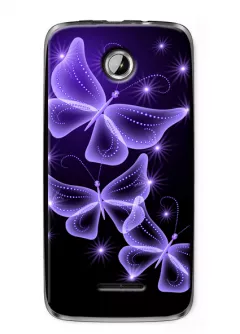 Купить чехол для Lenovo A390 с сиреневыми бабочками  - Violet