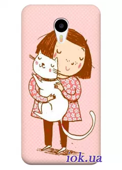 Чехол для Meizu M2 Note - Девочка с котом
