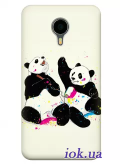 Белый чехол с пандами для Meizu MX4