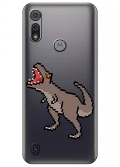 Чехол для Motorola E6i - Пиксельный динозавр