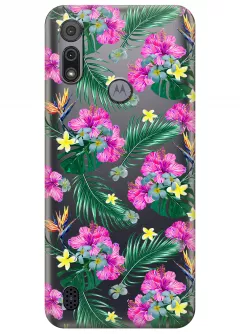 Чехол для Motorola E6i - Тропические цветы