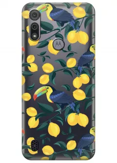 Чехол для Motorola E6i - Туканы и лимоны
