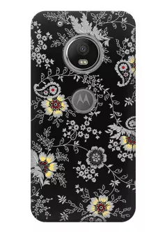 Чехол для Motorola Moto G5 Plus - Черные цветы