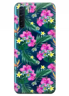 Чехол для OPPO A91 - Тропические цветы