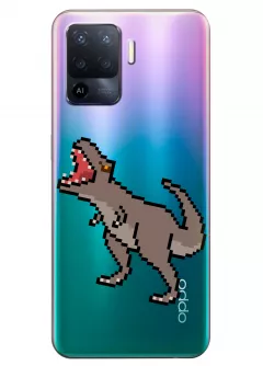 Чехол для OPPO Reno 5 Lite - Пиксельный динозавр