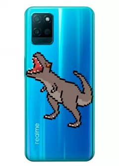 Чехол для Realme V11 - Пиксельный динозавр