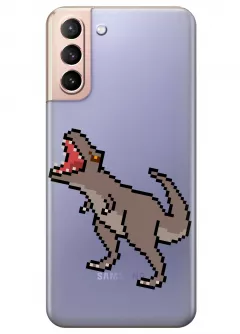 Чехол для Galaxy S21 Plus - Пиксельный динозавр