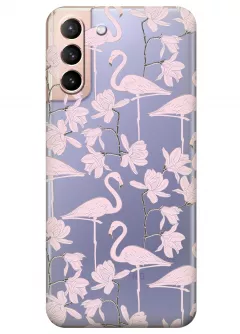 Чехол для Galaxy S21 Plus - Розовые фламинго