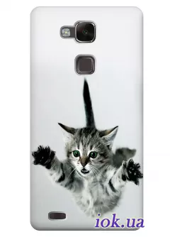 Практичный чехол для Huawei Mate 7 с котом
