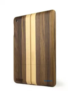 Деревянный чехол с полосками на iPad 2, 3, 4 - темный бук