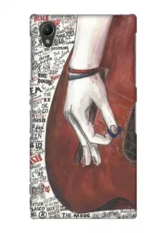 Пластиковая накладка на Sony Xperia Z1с гитаристом и музыкальными группами