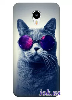 Силиконовый чехол для Meizu M1 Note с котом в очках