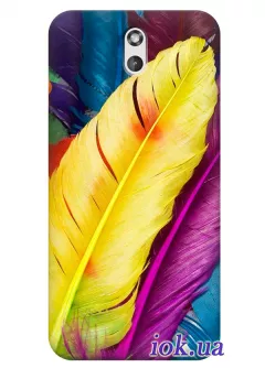 Красивый чехол для HTC Desire 610 с цветными перьями