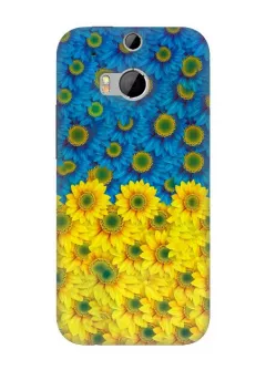 Чехол с желто-синеми цветами для HTC One M8