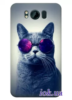 Элегантный чехол для HTC Titan с котом в очках
