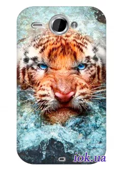 Красивый чехол для HTC Wildfire S с тигром в воде
