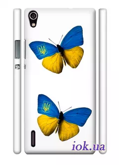 Чехол для Huawei P7 - Бабочки Украины
