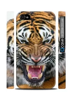 Купить чехол для iPhone 4, 4s с лицом тигра - Tiger Face | Qcase