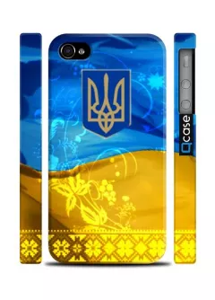 Купить чехол для Айфон 4 и Айфон 4с с Тризуб Украины в дыму - Ukraine symbol