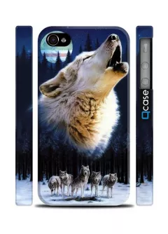 Купить пластиковый чехол для Айфон 4 и Айфон 4с с со стаей волков  - Wolfs Famil