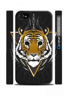 Купить чехол для iPhone 4, 4s с ярким тигром - Tiger Face | Qcase