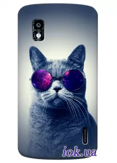 Хитовый чехол для LG Nexus 4 с котом в очках