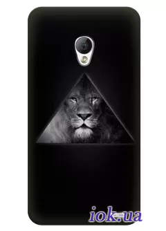 Черный чехол для Meizu MX2 с львом