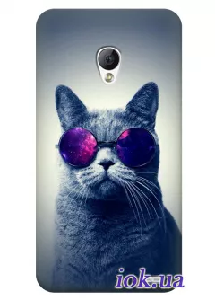 Стильный чехол для Meizu MX2 с котом в очках