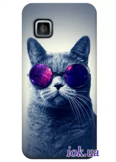 стильный чехол для Nokia Lumia 5230 с котом в очках