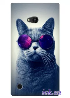Чехол с модным котом в очках для Nokia Lumia 720