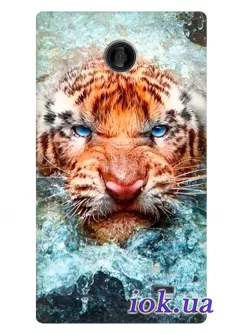 Чехол с мордой тигра для Nokia X Dual
