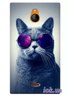Чехол с котом в очках для Nokia X2 Dual