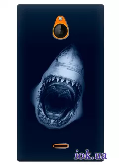 Синий чехол с акулой для Nokia X2 Dual