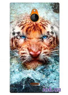 Чехол с мордой тигра в воде для Nokia X2 Dual