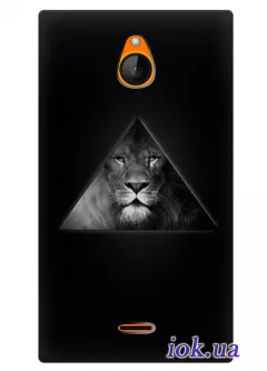 Черная накладка для Nokia X2 Dual со львом 