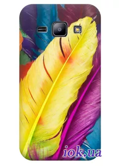 Цветной чехол для Galaxy J1 с перьями