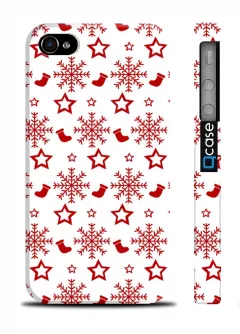 Прикольный чехол для iPhone 4/4S - с новогодним принтом "Snow and sox"