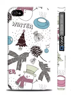 Купить стильный чехол для iPhone 4/4S с зимним принтом - Winter