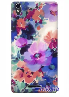 Чехол для Sony Xperia T3 - Акварельные цветы