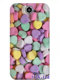 Чехол для HTC Desire 310 - Разноцветные сердечки 