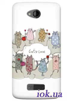 Чехол для HTC Desire 616 - Влюбленные котики 