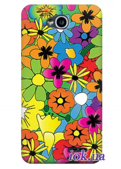 Чехол для LG L90 - Радужные цветочки 