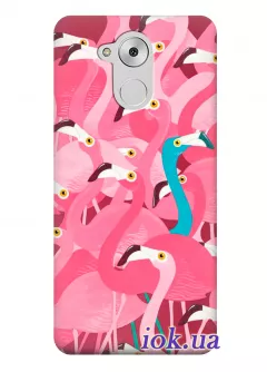 Чехол для Huawei Enjoy 6s - Яркие фламинго