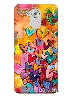 Чехол для Huawei Enjoy 6s - Разноцветные сердечки