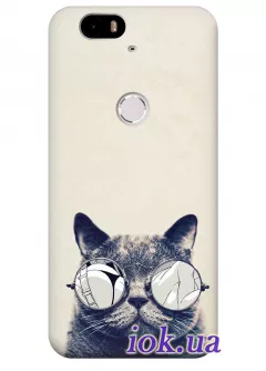 Чехол для Huawei Nexus 6P - Кот в очках