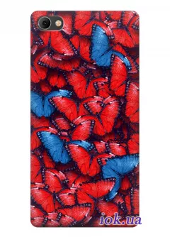 Чехол для Meizu U20 - Красно синие бабочки