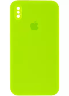 Чехол Silicone Case Square Full Camera Protective (AA) для Apple iPhone XS Max (6.5"), Салатовый / Neon green