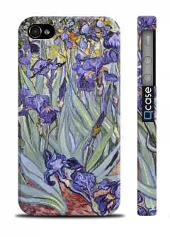 Чехол с нанесенным рисунком цветка ирис для iPhone 4, 4S