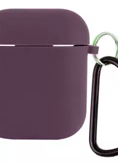 Силиконовый футляр с микрофиброй для наушников Airpods 1/2, Фиолетовый / Elderberry